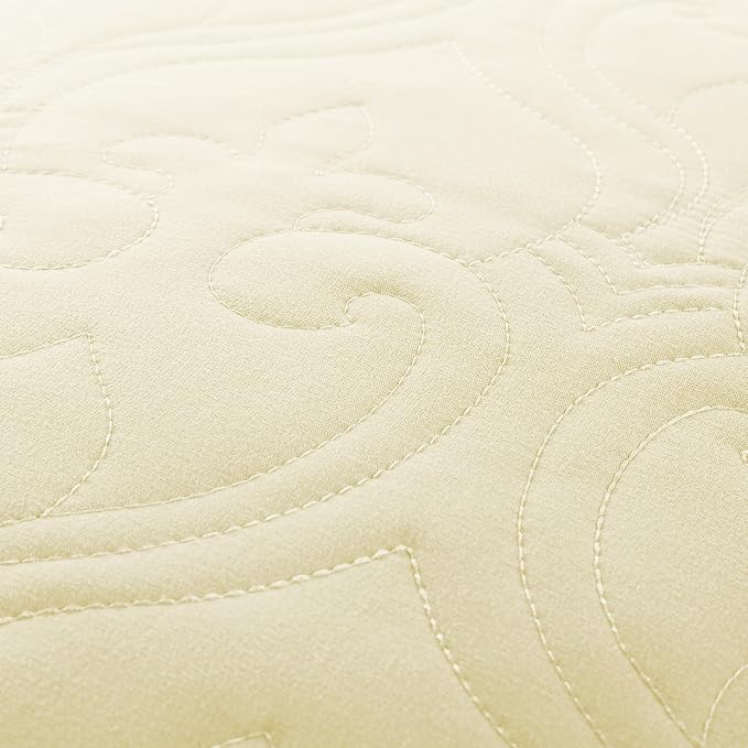 Merit Linens Classic Quilt Coverlet Soft Set in Damask Stitching - Full/Queen Yellow