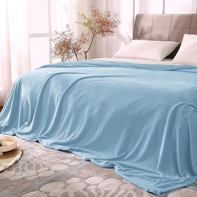 BEDELITE Fleece Blanket Soft Plush King Bed Blanket Washed Blue 108"x90" | Ultra Soft Fleece, Plush Microfiber, Lightweight Warmth, All Season Comfort, Fade Resistant, Machine Washable