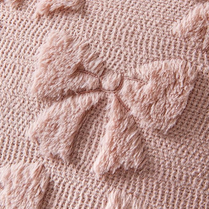 MIULEE Blush Pink Bow Pillow Covers Coquette Room Decor 20x20 | Aesthetic Decorative Cute Girl,Set of 2 Cushion Covers,Soft Plush Faux Pillowcases,Preppy Room Decor Bedroom Couch