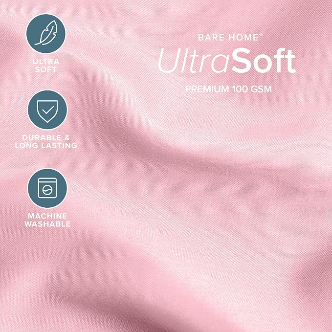 Bare Home Queen Comforter Set - 1800 Ultra Soft (Queen, Light Pink) | All-Season, Breathable, Hypoallergenic, Premium 1800, Warm, Cozy