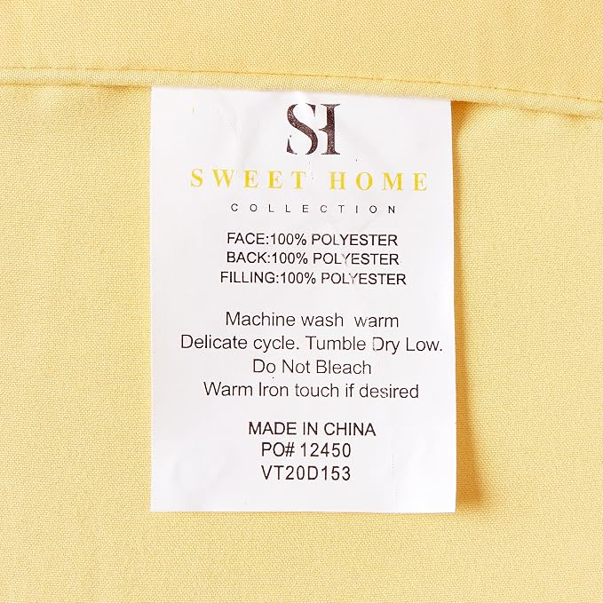 Sweet Home Collection 7 Piece Comforter Set Bag Solid Color All Season Soft Down Alternative Blanket & Luxurious Microfiber Bed Sheets, Yellow, Full