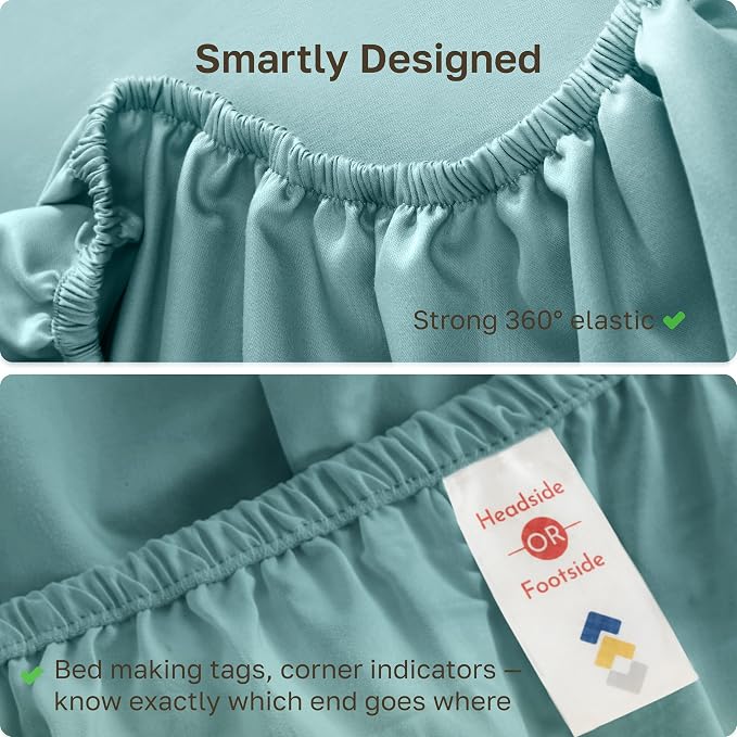 California Design Den Soft 100% Cotton Sateen King Bed Fitted Sheet, Teal | 400 Thread Count Backed by Good Housekeeping Seal, 16" Deep Pocket, All-Around Elastic, No-Pop Fit, Durable, OEKO-TEX