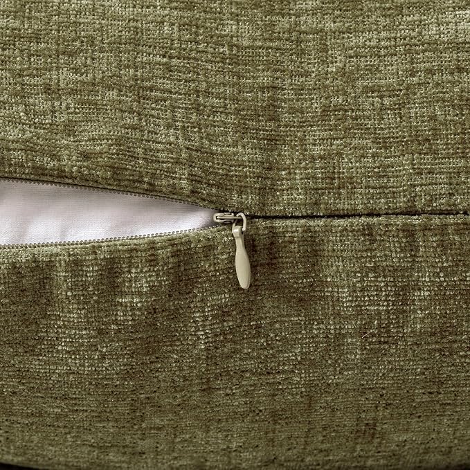 MIULEE Soft Chenille Throw Pillow Covers Olive Green 20x20 Inch Pack of 2 | Modern Home Decor, Classic Decorative Pillows, Solid Dyed Cases, Boho Couch Cushion Covers for Sofa Bed Living Room