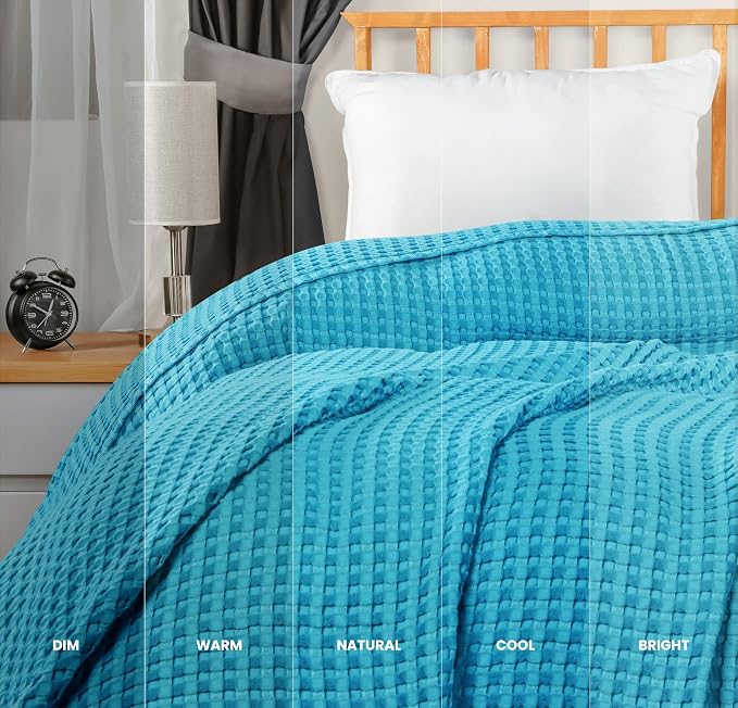 Utopia Bedding 100% Cotton Waffle Blanket Twin Size Teal, 90x72 Inch | Lightweight Breathable Cozy Summer Bed Blanket Home Decor Gift for Women and Men