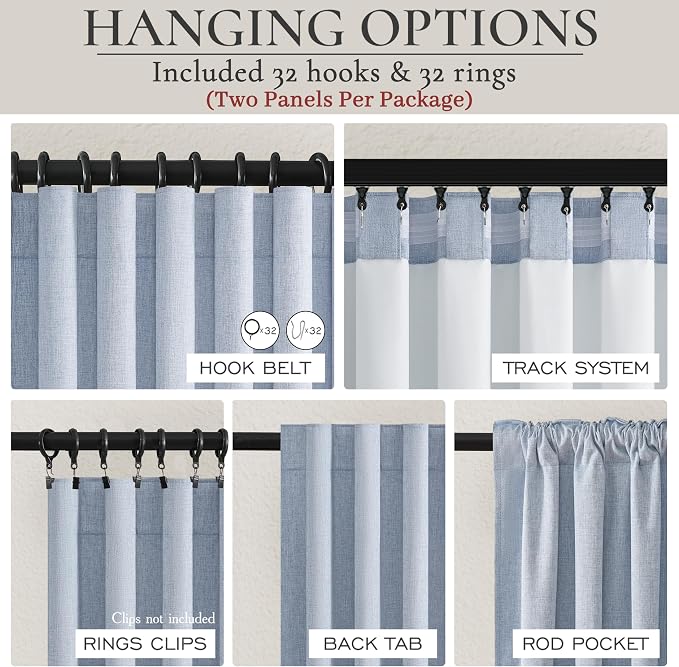 Dusty Blue Blackout Nursery Curtains 108 Inch Tall Length for Kids/Boys Rooms/Bedroom, Floor to Ceiling Track Pleated Large Window Drapes Linen Winter Thermal Coastal Light Blue(50"Wx108"Lx 2Panels)