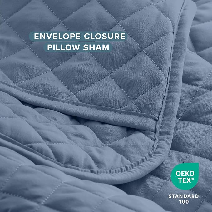 Bare Home Coverlet Set - Full/Queen - Lightweight Bed Decor - Comforter Alternative - All-Season Quilted Bedspread (Full/Queen, Coronet Blue)