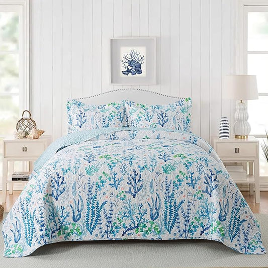 Quilt Bedspread Sets - West Coastal Pattern Reversible Coverlet Set, King Size