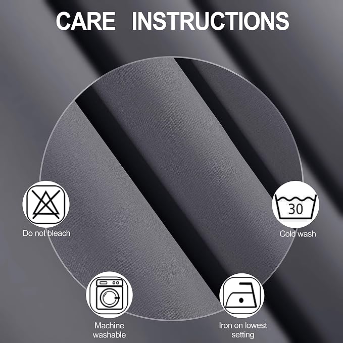 Grey Blackout Curtains 52 x 63 Inch/Gray Curtains Set of 2 Panels/Room Darkening Curtains for Bedroom Thermal Insulated Drape