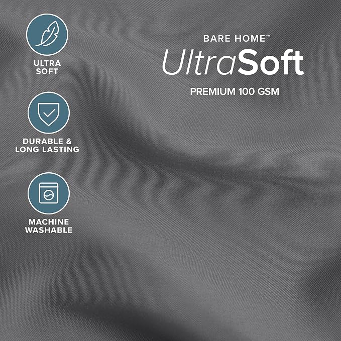Bare Home Queen Comforter Set - 1800 Ultra Soft (Queen, Grey) | All-Season, Breathable, Hypoallergenic, Premium 1800, Warm, Cozy