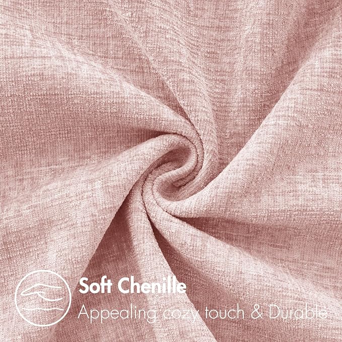 MIULEE Soft Chenille Throw Pillow Covers Pink 20x20 Inch Pack of 2 | Modern Home Decor, Classic Decorative Pillows, Solid Dyed Cases, Boho Couch Cushion Covers for Sofa Bed Living Room