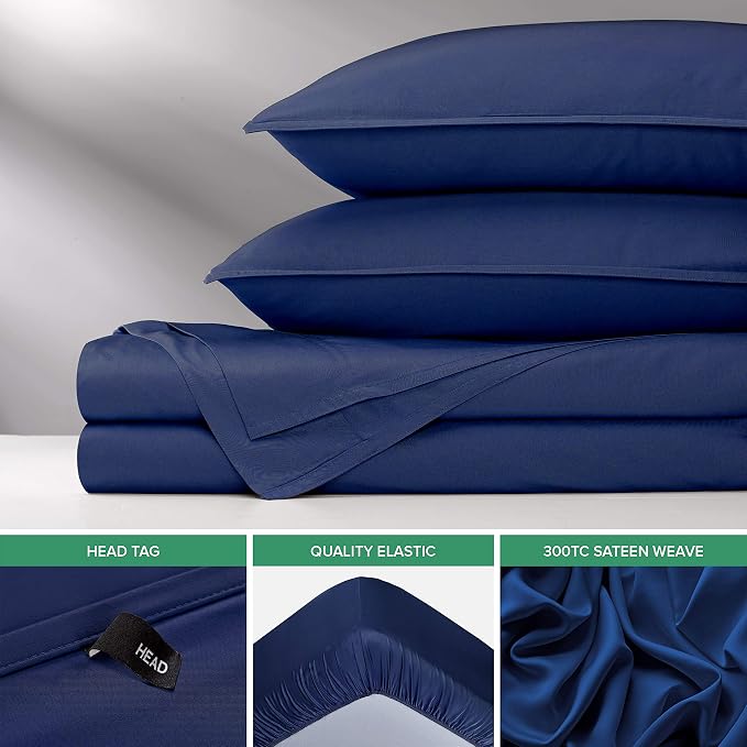 Pure Bamboo King Sheets, Genuine 100% Organic Viscose Derived from Bamboo Bed Sheet Set, Luxuriously Soft & Cooling, Double Stitching, 2 Year Quality Promise (King, Cobalt Blue)