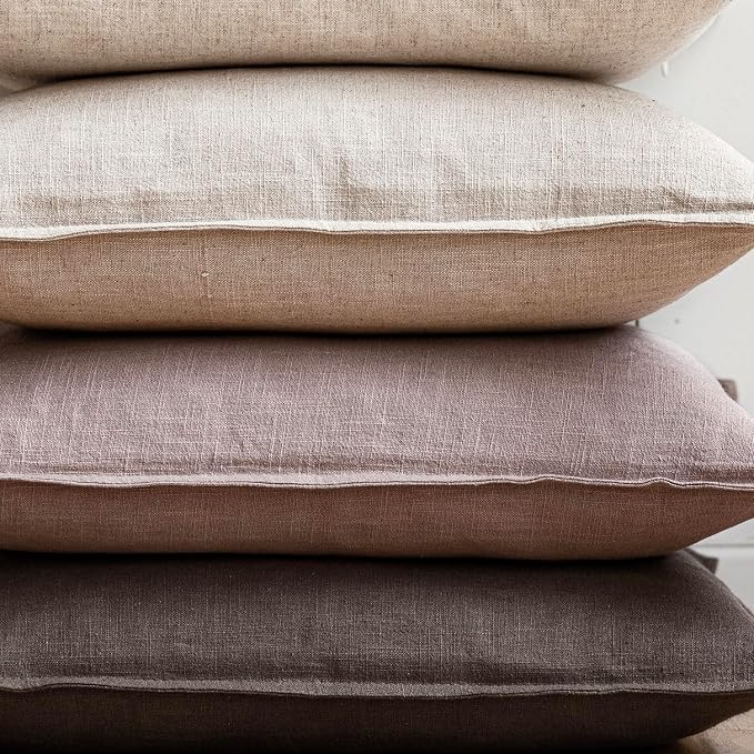 Foindtower Linen Solid Decorative Throw Pillow Covers 26x26 Inch Dusty Pink | Boho Farmhouse Morden Pillowcase,Pack of 2 Soft Accent Cushion Covers,Rustic Home Decor for Chair Couch Bedroom Living Room