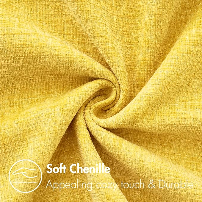 MIULEE Soft Chenille Throw Pillow Covers Yellow 20x20 Inch Pack of 2 | Modern Home Decor, Classic Decorative Pillows, Solid Dyed Cases, Boho Couch Cushion Covers for Sofa Bed Living Room