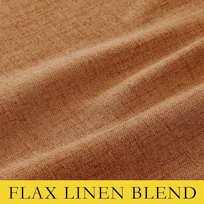 NICETOWN 100% Blackout Linen Curtains 84 inch Long 2 Panels, Terracotta | Full Light Blocking, Linen Textured, Thermal Insulated, Classic Rod Pocket Back Tab Draperies for Apartment, W52" by L84"