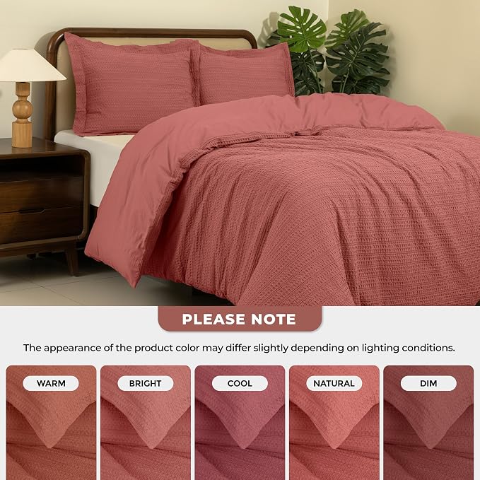Dreamology Waffle Duvet Cover, Twin Duvet Cover, 100% Cotton Waffle Weave | Duvet Covers with Zipper Closure, Soft Luxury Textured & Breathable Duvet Cover Set,Twin Bedding Set 2 Pieces (Terracotta)