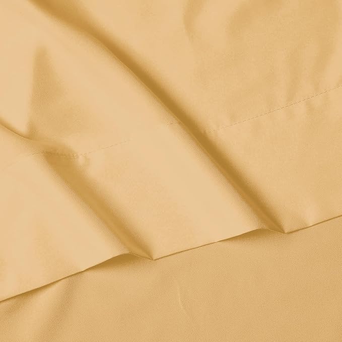 Elegant Comfort Luxury 1500 Premium Hotel Quality Microfiber 4-Piece Sheet Set - Wrinkle Resistant, All Around Elastic Fitted Sheet, Deep Pocket up to 16", RV Short Queen, Gold