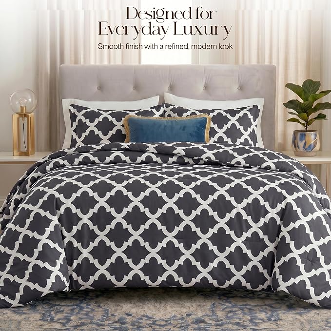 Utopia Bedding 3 Pc Queen Comforter Set, Printed Comforter, Grey | Comforter Set Includes Comforter (88x88) Inches, 2 Shams (20x26) Inches. Soft Microfiber Down Alternative, Machine Washable.