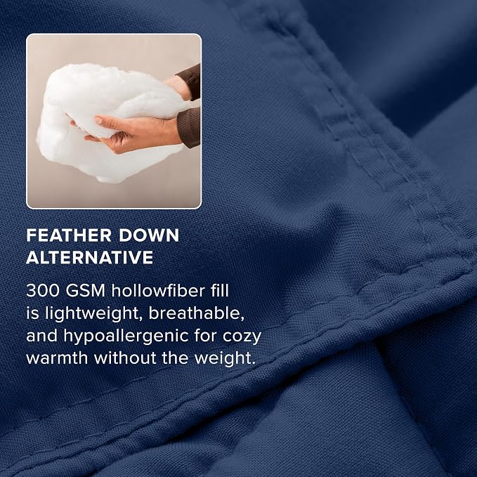 Bare Home Queen Comforter Set - 1800 Ultra Soft (Queen, Dark Blue) | All-Season, Breathable, Hypoallergenic, Premium 1800, Warm, Cozy
