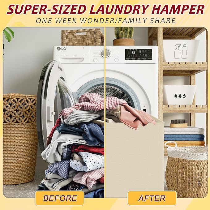 175L Laundry Hamper 3 Section,Large Laundry Hamper with Lid,Dirty Clothes Hamper with 3 Inner Bags,Collapsible Laundry Basket Organizer for Laundry Room,Bedroom,Laundry Sorter Hamper 3 Compartment