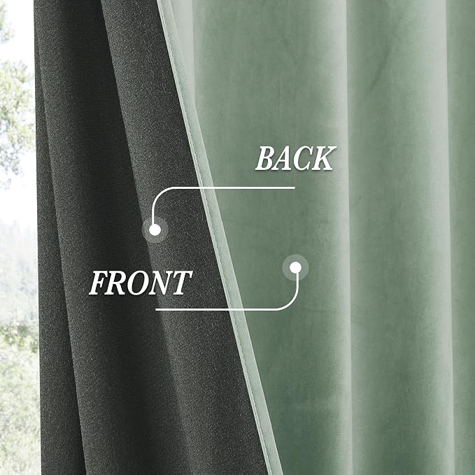 RYB HOME Auqa Velvet Curtains 96 inches for Bedroom Living Room | Thermal Insulated,Privacy UV Block,OEKO-TEX Certified,Luxury Window Decor for Dining Room Sliding Door,W52 x L96,2 Panels