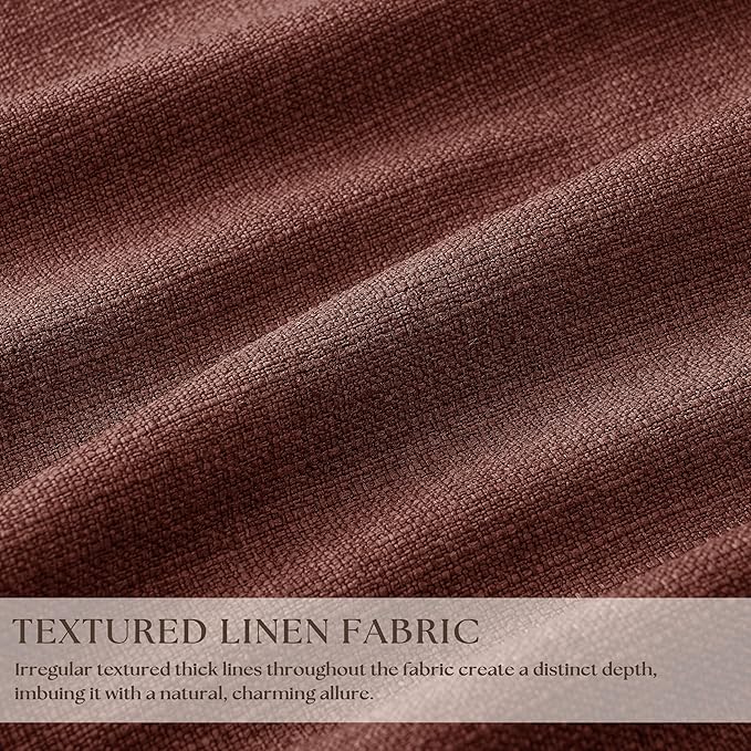 Chestnut Brown 100 Inch Floor Length Linen Blackout Curtains for Bedroom | Pinch Pleated, Black Out Light Blocking, Thermal Insulated, Soundproof, Window Drapes Double Layer, 40x100 Inch 2 Panels