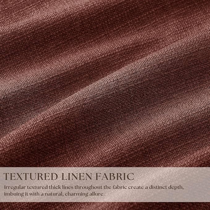Chestnut Brown Linen Blackout Pleated 90 Inch Curtains for Living Room | Room Darkening 100% Black Out Drapes, Thermal Insulated, Soundproof, Pinch Pleat 90 Inch Curtain for Dining Bedroom