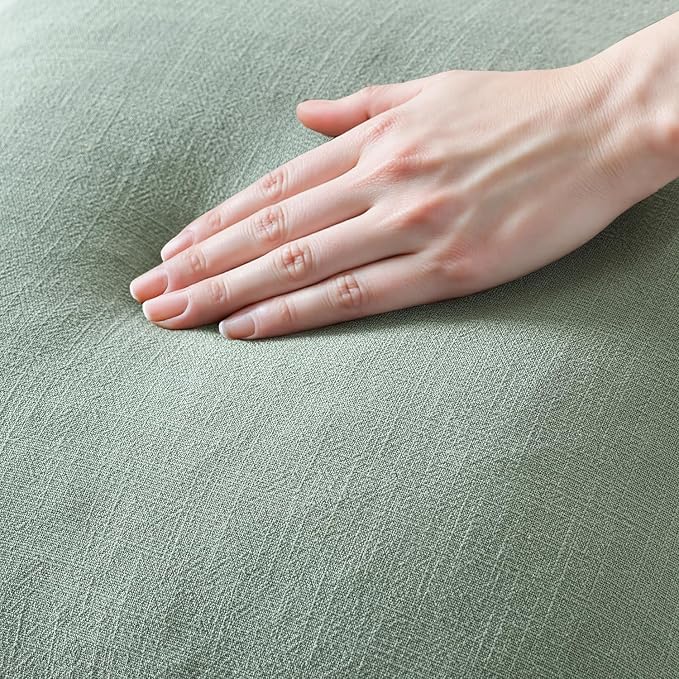MIULEE Boho Linen Fringe Decorative Throw Pillow Covers Aqua Green 20x20 | Set of 2, Cottagecore Decor, Boho Farmhouse Neutral Pillow Covers, Rustic Couch Cushion Cases for Sofa Bed Living Room