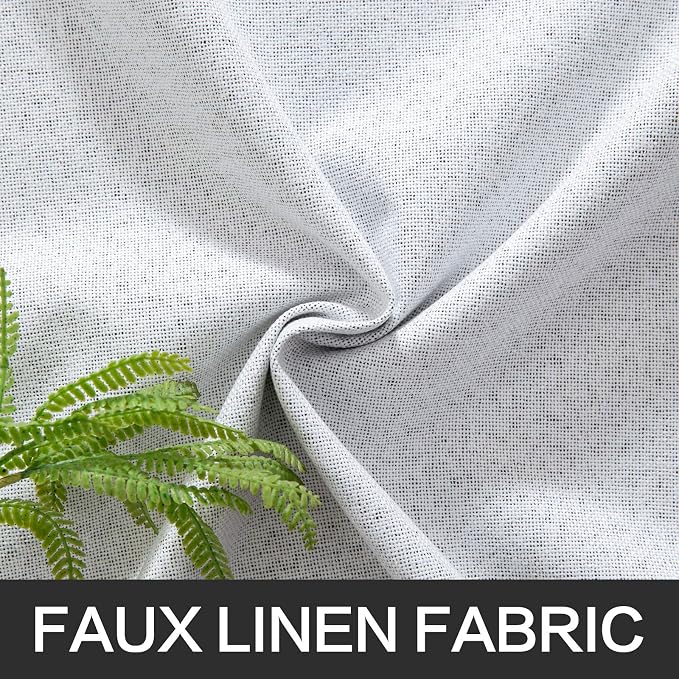 MIULEE 100% Blackout Linen Curtains for Bedroom 52x84 Inches Grayish White | Room Darkening, Light Blocking, Thermal Insulated, Grommet Top, Linen Textured, Window Curtains for Living Room, 2 Panels