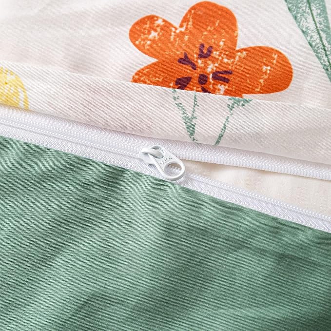 OAITE Twin Duvet Cover Set 3pcs 100% Cotton with Green Pastoral | Cottagecore,Soft, Breathable,Long-lasting,Comfort,Hidden Zipper,8 Corner Ties,Easy Care for All Season