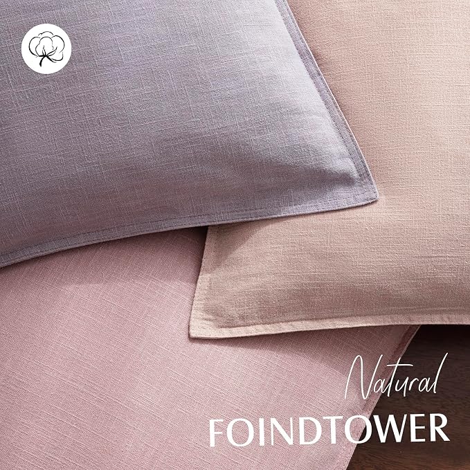 Foindtower Linen Solid Decorative Throw Pillow Covers 22x22 Light Purple | Pack of 2 Boho Farmhouse Morden Pillowcase,Accent Rustic Cushion Covers,Home Decor for Chair Couch Sofa Bedroom Living Room
