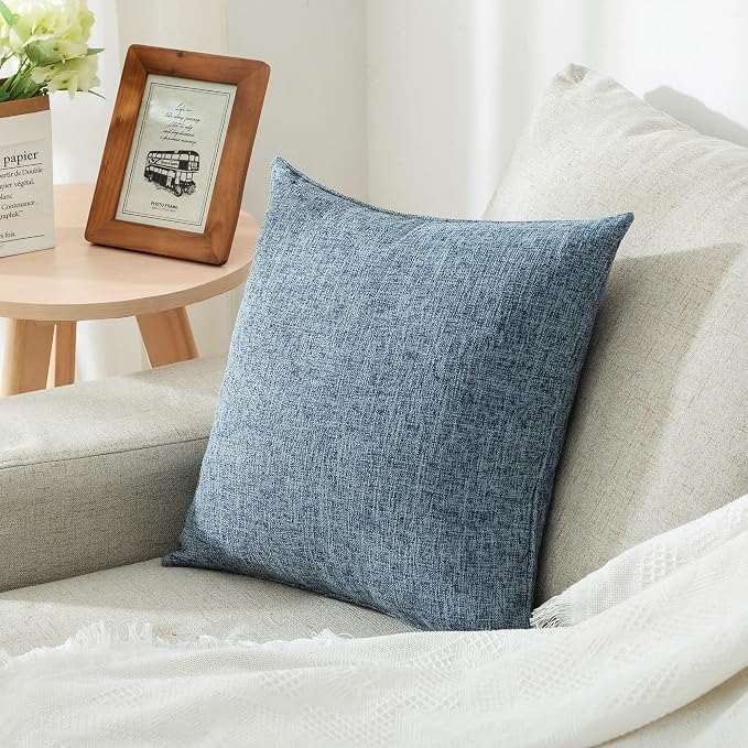 HPUK Throw Pillow Covers 20x20, Set of 2, Blue Solid Couch Pillow Covers | Polyester fabric, solid-color design, hidden zippers, machine washable, for sofas and beds, inserts not included