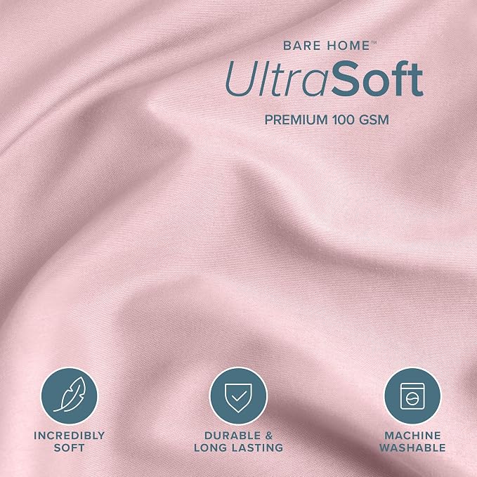 Bare Home Duvet Cover Set 1800 Ultra-Soft (California King, Dusty Pink) | Lightweight, Cooling, Breathable, Premium 1800 Ultra-Soft, All-Season