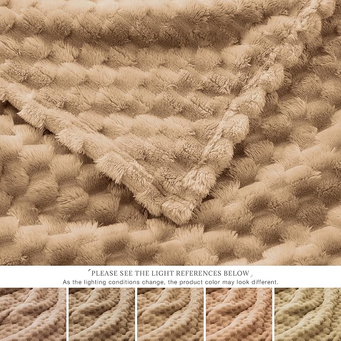 EXQ Home Gentle Soft Fleece Throw XL Blanket 50"x70" Turtle Shell Brown | Cozy 3D Jacquard, Lightweight All-Season Warm, Soft Flannel, for Couch Bed, Gift for Women Mom
