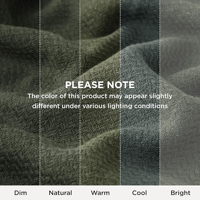 Bedsure 100% Cotton Blanket, Herringbone Weave, Twin-XL, Olive Green | Cooling, Breathable, Lightweight, Soft, Ideal for Summer Nights, Dorm Room Essentials for College, Room Decor, 66x90 Inches