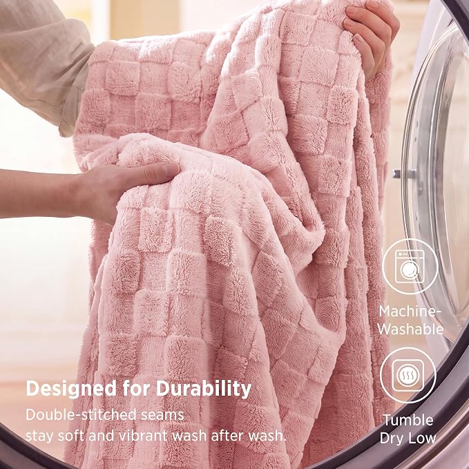 Bedsure GentleSoft Throw Blanket for Couch - Super Soft Cozy Blankets Gifts, Cute Small Fleece Throws for Bedroom Home Decor, Pink, 50x70 Inches