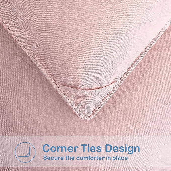 EASELAND Queen Size Down Alternative Comforter, Pink, 88x88 Inches | Quilted Duvet Insert for All Seasons, Soft Lightweight Bedding with Corner Tabs, Breathable Machine Washable Hotel Quality