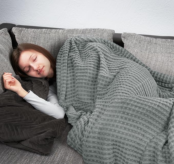 Utopia Bedding 100% Cotton Waffle Blanket Throw Size Cool Grey, 50x60 Inch | Lightweight Breathable Cozy Summer Bed Blanket Home Decor Gift for Women and Men
