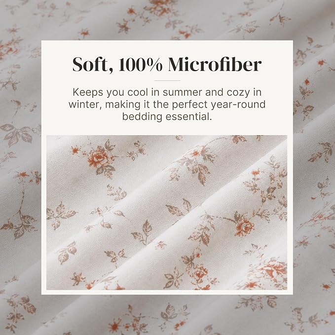 Modern Threads Silky Soft Microfiber and Wrinkle Free Sheets - Luxurious Microfiber Bed Sheets Includes Flat Sheet, Fitted Sheet with Deep Pockets, & Pillowcases Kashmir Rose Clay, King