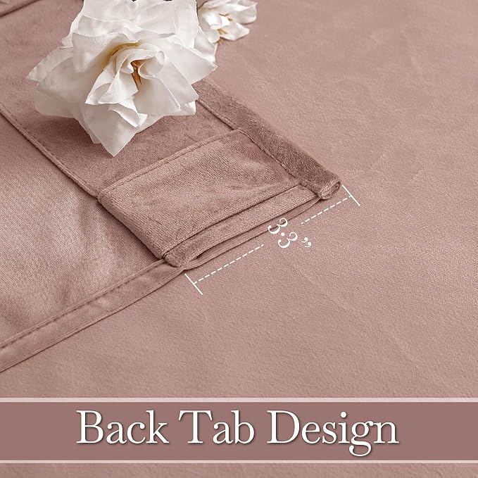 RYB HOME Dusty Pink Velvet Curtains 84 inches for Girls Bedroom Nursery | Thermal Insulated, Privacy UV Blocking, Noise Reducing, Energy Saving, Luxury Window Decor for Kids Room, W52 x L84, 2 Panels
