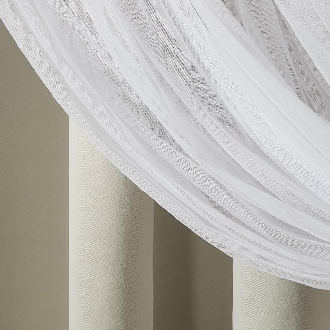 TOWN & COUNTRY LUXE Talia Double Layer Indoor Curtains, Sheer and Room Darkening Blackout, Grommet Top, Energy Efficient, 2-Pack Set, 52"x108", Cloud Grey