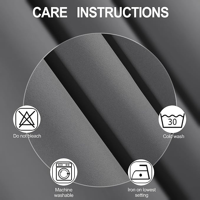 Grey Thermal Blackout Curtains/38 x 54 Inch/Set of 2 Panels Room Darkening Curtains for Bedroom