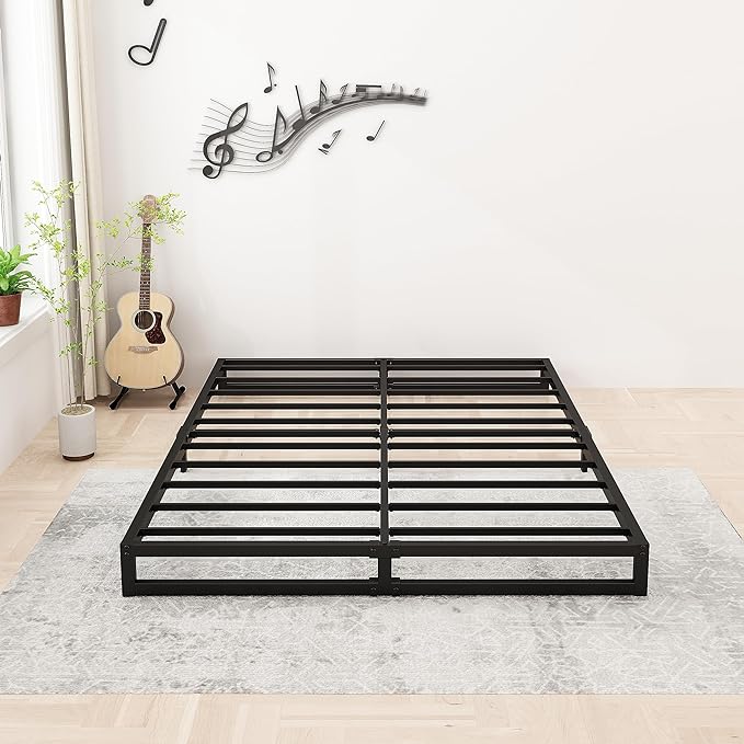 Lutown-Teen 6 Inch California King Bed Frames No Box Spring Needed Heavy Duty Metal Cal King Platform for Mattress Foundation, Noise Free, Easy Assembly, Black