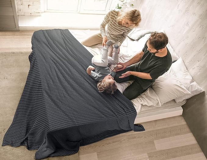 Utopia Bedding 100% Cotton Waffle Blanket King Size Charcoal, 90x108 Inch | Lightweight Breathable Cozy Summer Bed Blanket Home Decor Gift for Women and Men