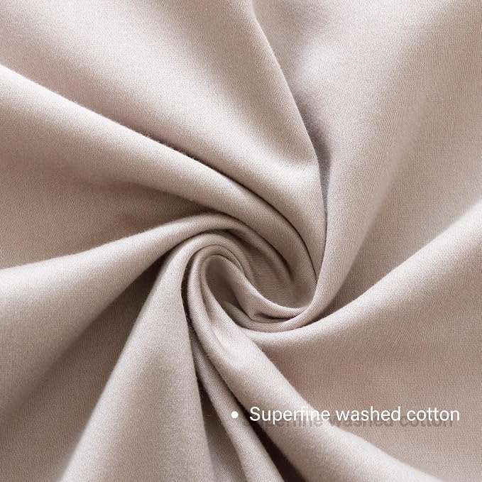 HeimenAogo Egyptian Cotton Duvet Cover Queen Size Ultra Soft and Breathable Bedding Set with Zipper Closure Long Staple Pre-Washed Cotton Duvet Cover Oatmeal Gray 3Pcs (90"×90")