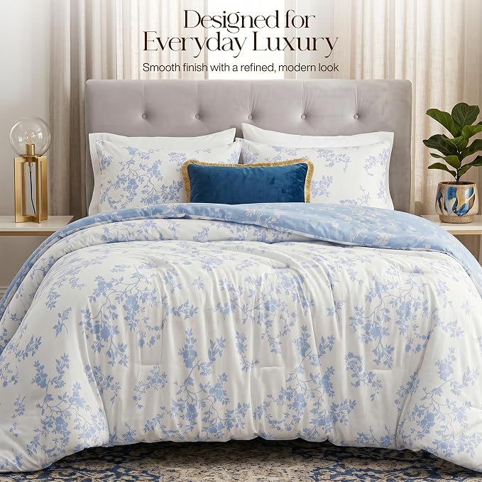 Utopia Bedding 3 Pc King Comforter Set, Printed Comforter, Sky Petal | Comforter Set Includes Comforter (90x102) Inches, 2 Shams (20x36) Inches. Soft Microfiber Down Alternative, Machine Washable.