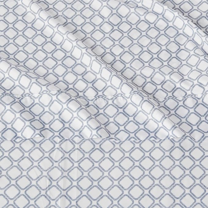 Amazon Basics Lightweight Microfiber 4-Piece Bed Sheet Set, King, Aqua, Printed