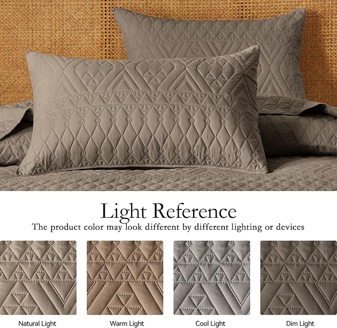 akkialla Twin Size Quilt Bedding Set,Mocha Brown Lightweight Microfiber Soft Bedspreads,Modern Style Geoetric Pattern Coverlet Set for All Seasons,2 Piece(1 Quilt,1Pillow Sham)