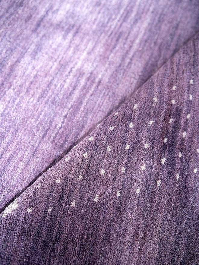 HAND KNOTTED LOOM WOOL ECO-FRIENDLY AREA RUGS - 6'x6', Round Shape, Purple Color, Contemporary Modern Design, High Pile Thick Handmade Anti Skid Area Rugs for Living Room, Bed Room (L00530)