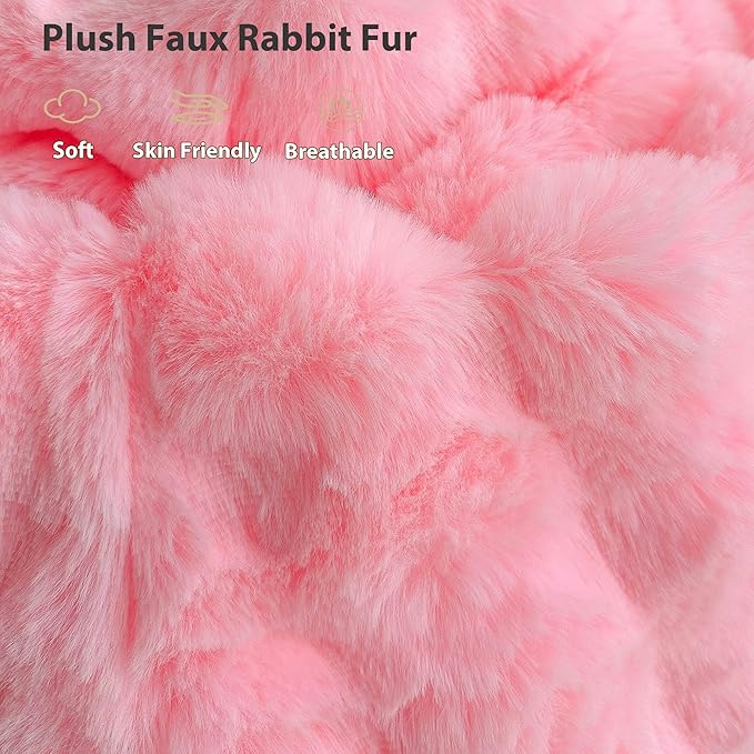 LIFEREVO Fluffy Faux Rabbit Fur Body Pillow Cover 20"x54", Pink | Soft Bubble Shaggy Bed Pillowcase with Zipper Closure, Long Plush Furry Pillow Case for Bedroom Pregnant Women Side Sleeper