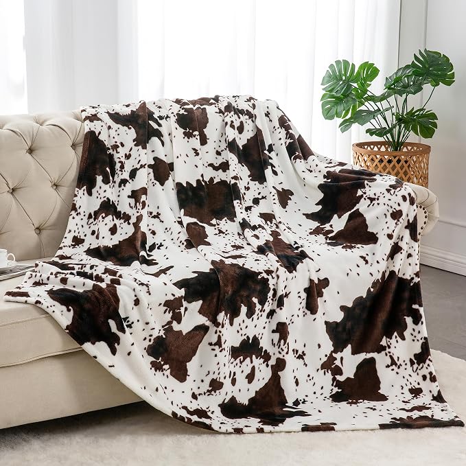 BEDELITE Fleece Blanket Soft Plush Twin Size Blanket Brown Cow 60"x80" | Ultra Soft Fleece, Plush Microfiber, Lightweight Warmth, All Season Comfort, Western Decor, Machine Washable, Couch Sofa Bed